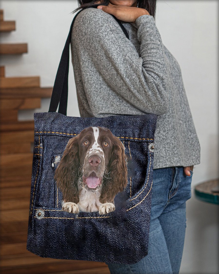 English Springer Spaniel-Dark Denim-Cloth Tote Bag