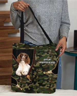 English-Springer-Spaniel Camo Cloth Tote Bag