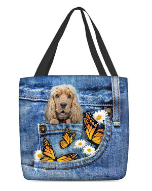 English-cocker-spaniel-Butterfly Daisies Fait-CLOTH TOTE BAG