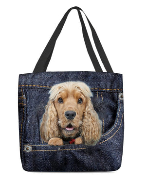 English Cocker Spaniel-Dark Denim-Cloth Tote Bag