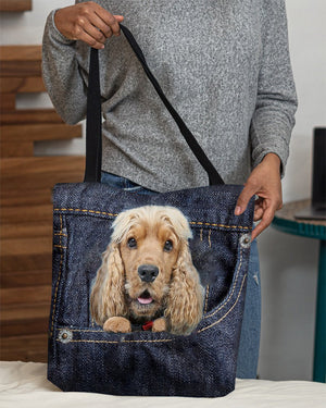 English Cocker Spaniel-Dark Denim-Cloth Tote Bag