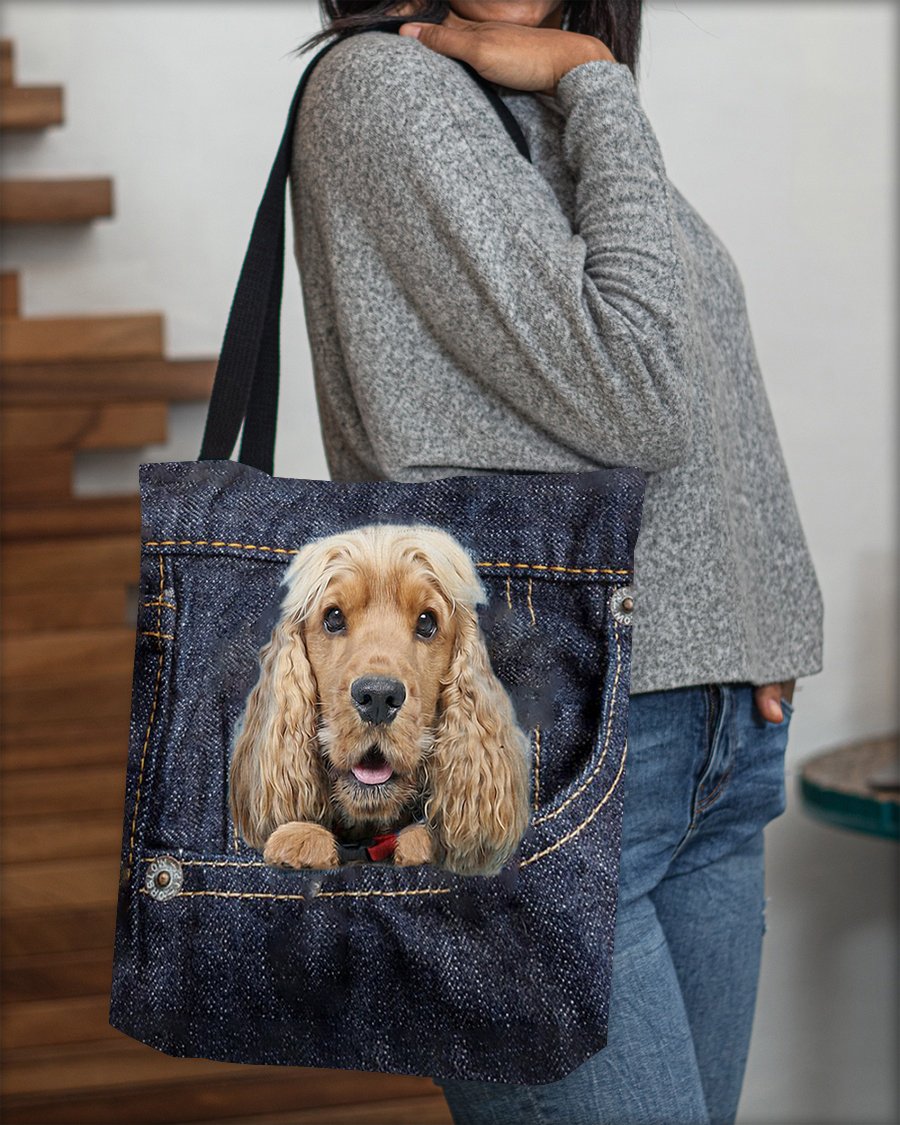 English Cocker Spaniel-Dark Denim-Cloth Tote Bag