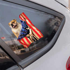 English Bulldog-American Flag Front Car Sticker