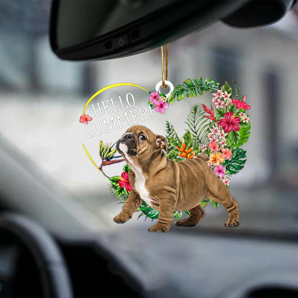 English Bulldog-Hello Summer-Two Sided Ornament