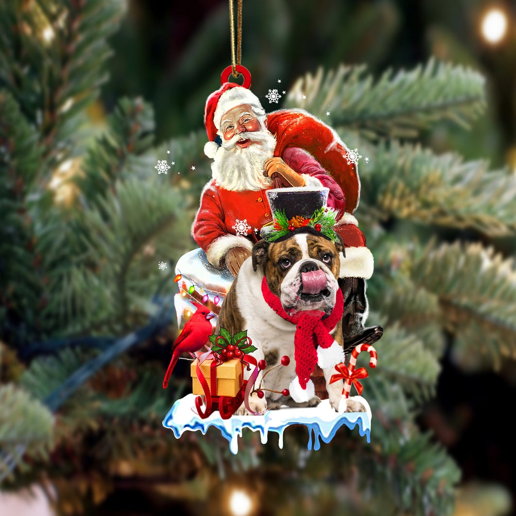 English Bulldog-Christmas Chimney Two Sided Ornament