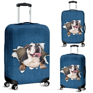 English Bulldog-Torn Paper Luggage Covers