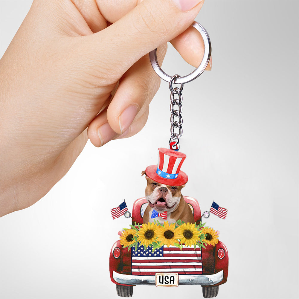 English Bulldog-USA Truck Flat Acrylic Keychain