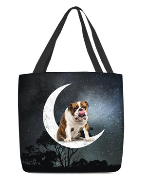 English Bulldog2-Sit On The Moon-Cloth Tote Bag