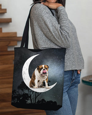 English Bulldog2-Sit On The Moon-Cloth Tote Bag