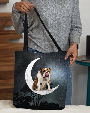 English Bulldog2-Sit On The Moon-Cloth Tote Bag