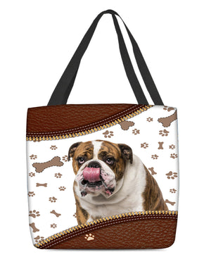 English Bulldog 2-Zipper Texture-Cloth Tote Bag