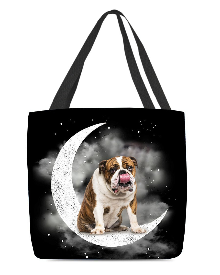 English Bulldog2 Sit On The Moon With Starts-Cloth Tote Bag