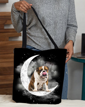 English Bulldog2 Sit On The Moon With Starts-Cloth Tote Bag