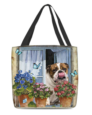 English Bulldog 2 Today I Choose Joy-Cloth Tote Bag