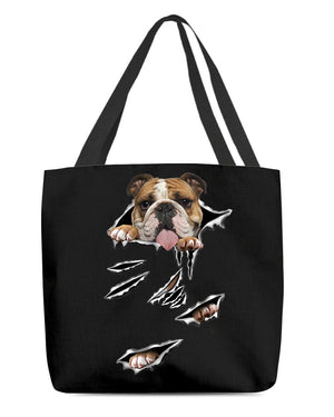 Cracks-English Bulldog-Cloth Tote Bag