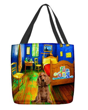 English Cocker Spaniel in the bedroom-Cloth Tote Bag