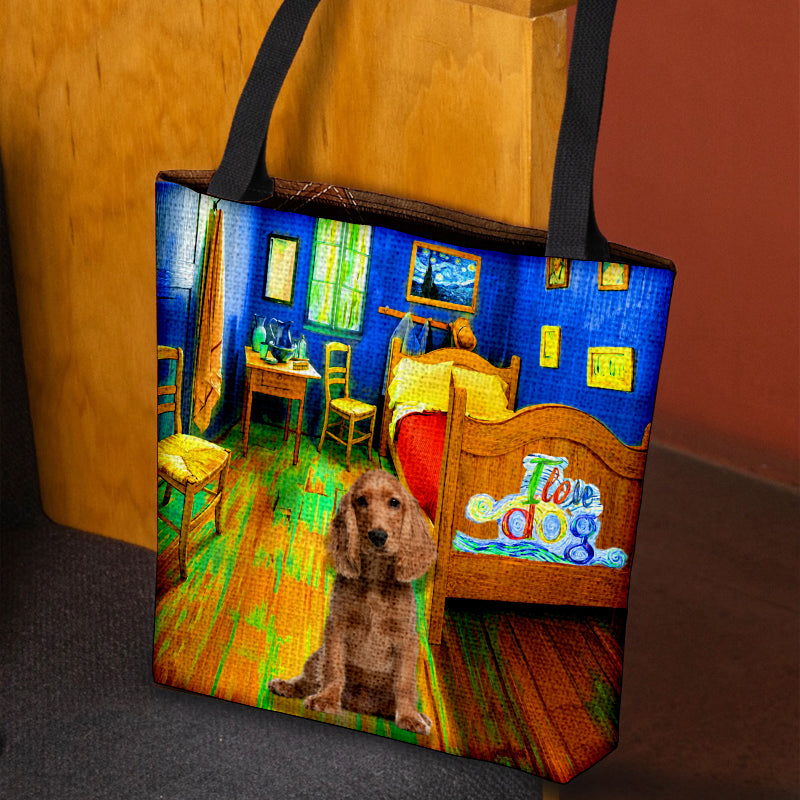 English Cocker Spaniel in the bedroom-Cloth Tote Bag