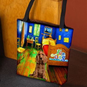 English Cocker Spaniel in the bedroom-Cloth Tote Bag