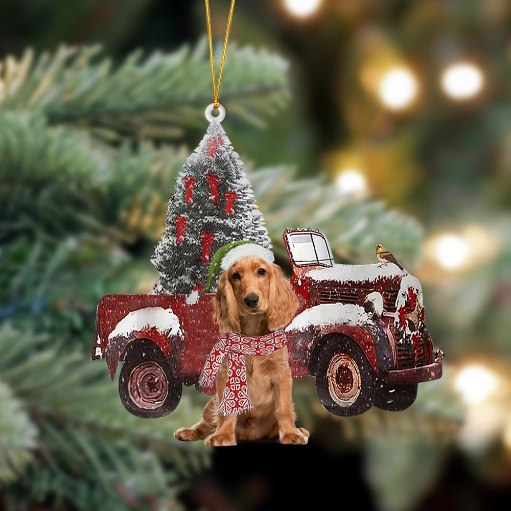 English Cocker Spaniel-Christmas Truck Two Sided Ornament