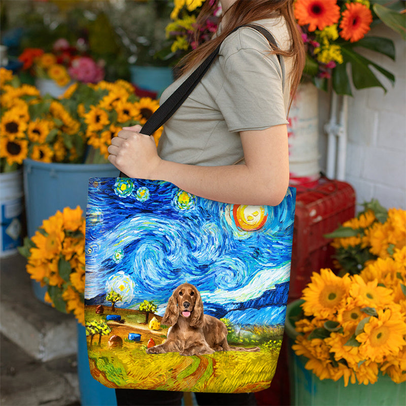 English Cocker Spaniel-Oil Painting-Cloth Tote Bag