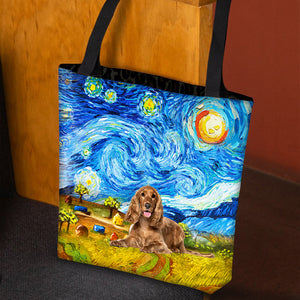 English Cocker Spaniel-Oil Painting-Cloth Tote Bag