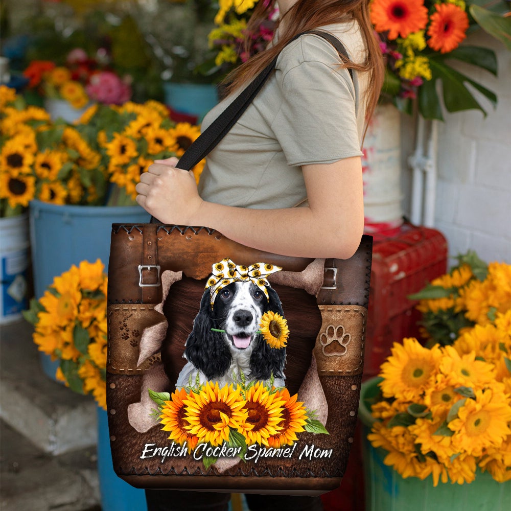 English Cocker Spaniel-Sunflower&Dog Mom Cloth Tote Bag