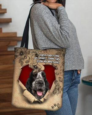 English Cocker Spaniel-Torn Cloth Tote Bag