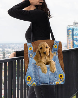 English Cocker Spanie l And Sunflower-Cloth Tote Bag