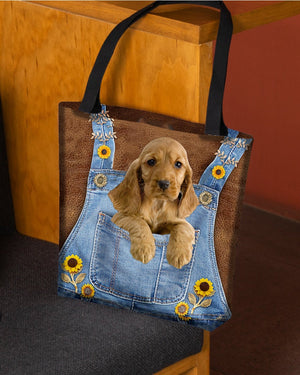 English Cocker Spanie l And Sunflower-Cloth Tote Bag