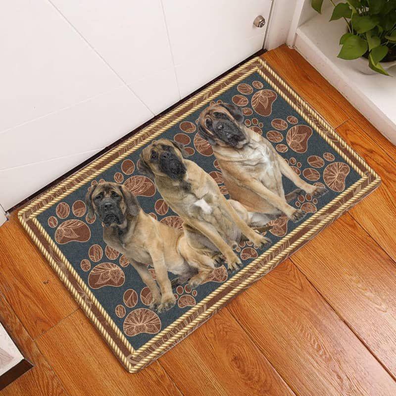 English Mastiff-Flower Paw Doormat