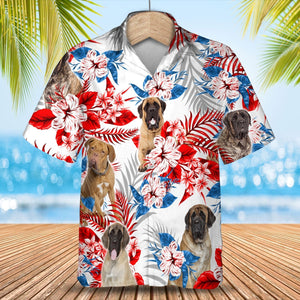 English Mastiff American Flag Hawaiian Shirt