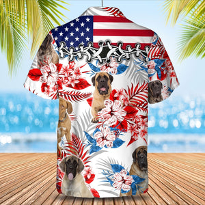 English Mastiff American Flag Hawaiian Shirt