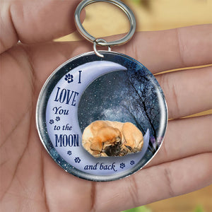 English Mastiff Moon Back-Round Resin Epoxy Metal Keychain