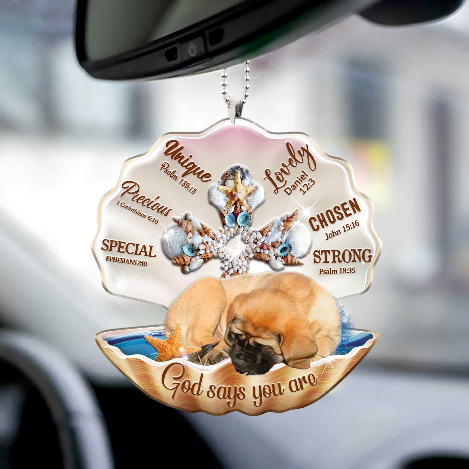 English Mastiff-You Are Cross In Seashell-Two sides ornament