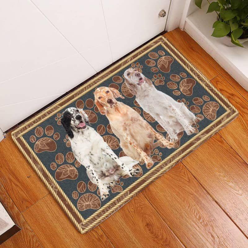 English Setter-Flower Paw Doormat