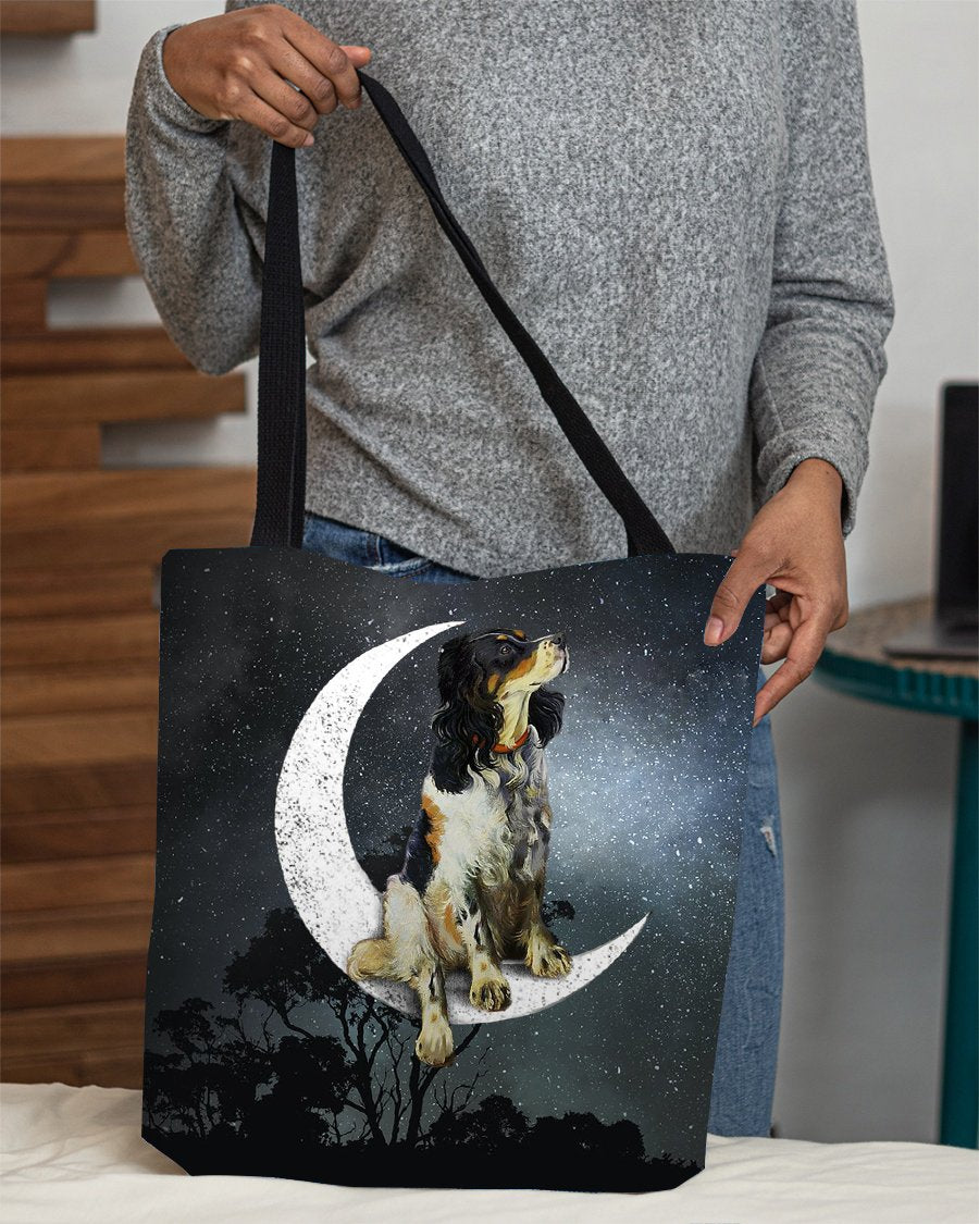 English Setter-Sit On The Moon-Cloth Tote Bag