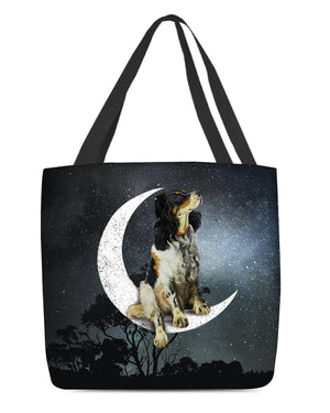 English Setter-Sit On The Moon-Cloth Tote Bag