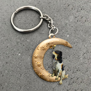 English Setter-Dog & Moon Flat Acrylic Keychain