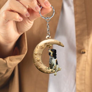 English Setter-Dog & Moon Flat Acrylic Keychain