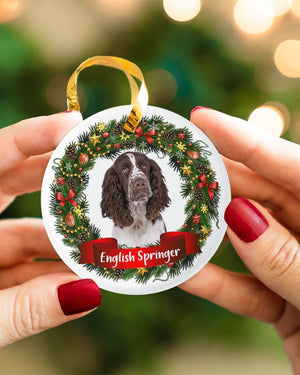 English Springer-Noel Circle-Two Sided Ornament