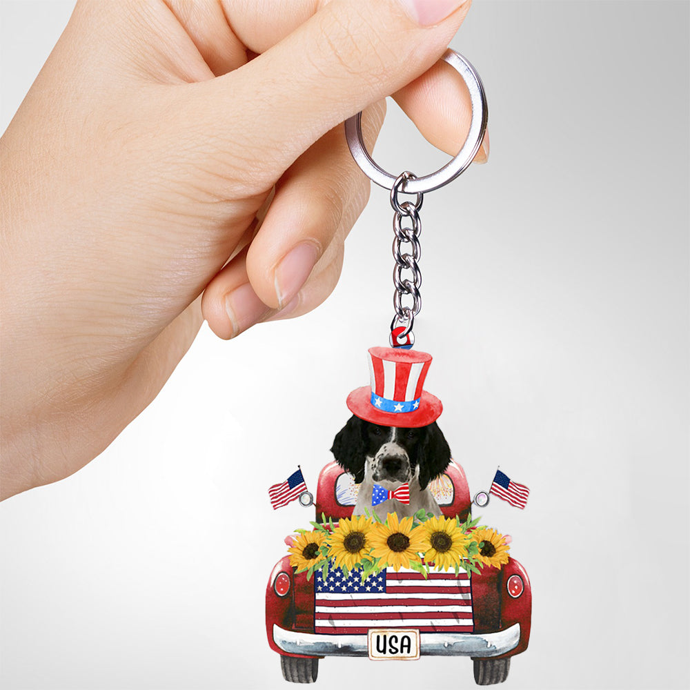 English Springer Spaniel-USA Truck Flat Acrylic Keychain