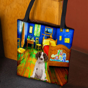 English Springer Spaniel in the bedroom-Cloth Tote Bag