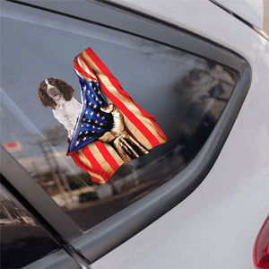 English Springer Spaniel-American Flag Front Car Sticker