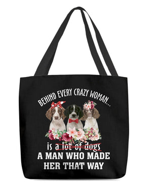 English Springer Spaniel-Crazy Woman Cloth Tote Bag