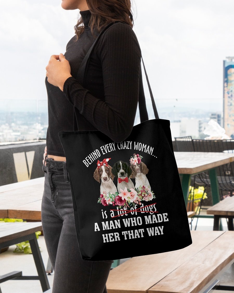 English Springer Spaniel-Crazy Woman Cloth Tote Bag