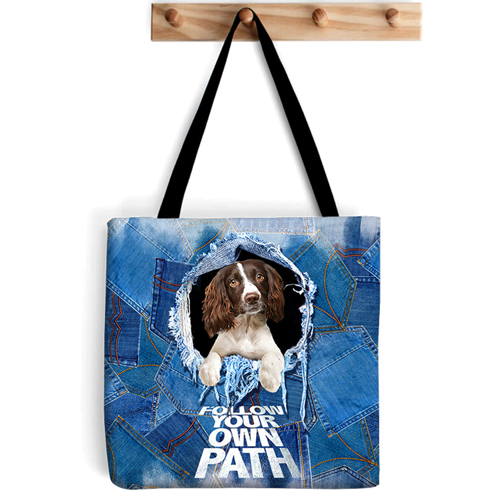English Springer Spaniel -Follow Your Own Path-Cloth Tote Bag
