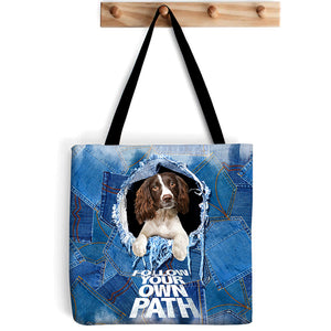 English Springer Spaniel -Follow Your Own Path-Cloth Tote Bag