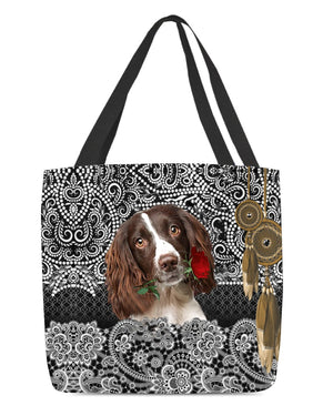 English Springer Spaniel-Rose Cloth Tote Bag