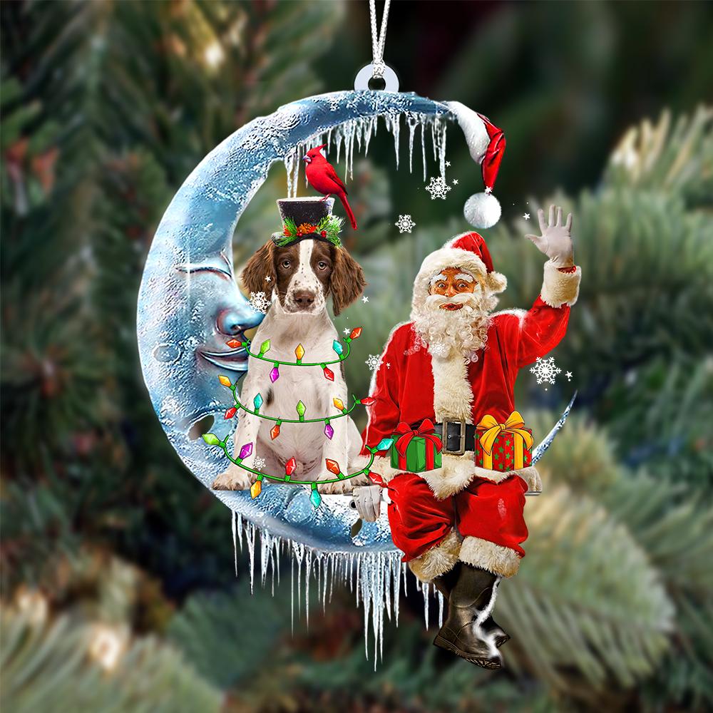 English Springer Spaniel-Santa Claus And Moon Two Sided Ornament