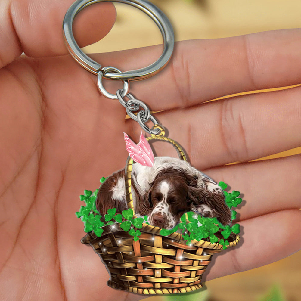 English Springer Spaniel-Sleeping Lucky Fairy Flat Acrylic Keychain